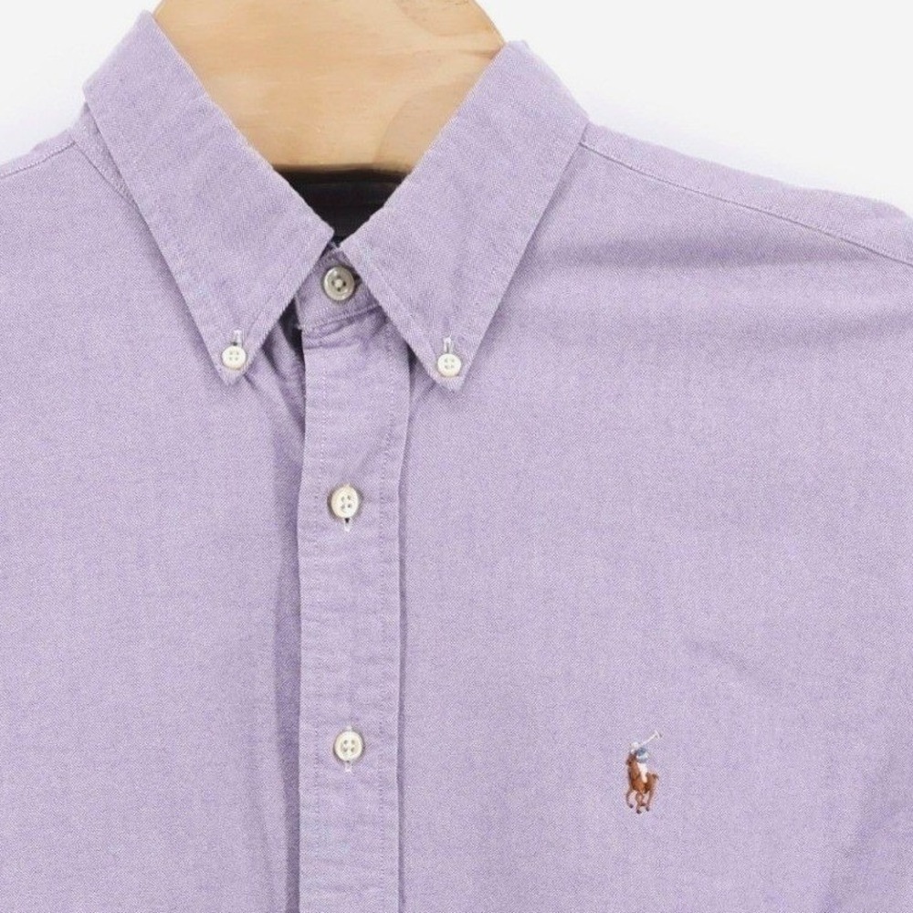 Polo Ralph Lauren Cotton Oxford Shirt Purple Mens 16.5 32/33 Large Flesh Pony